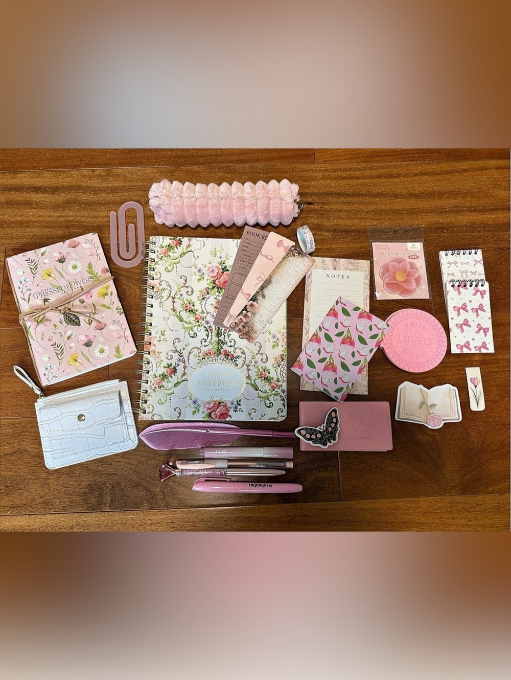 Beautiful Pink Floral Stationery Notebook Bundle
